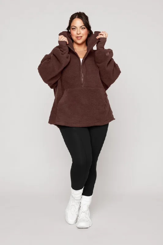 Big Hug Fleece Half Zip Sweater - Chocolate