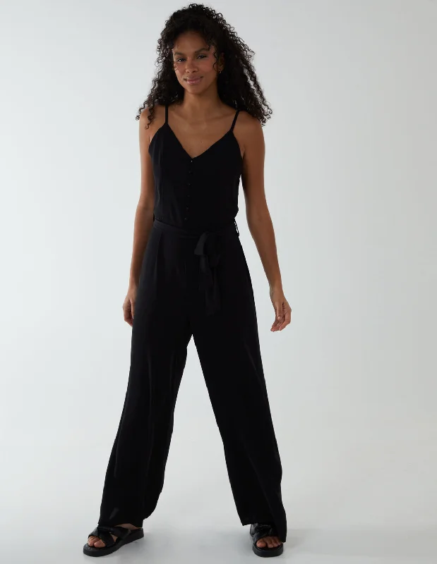 Button Front Strappy Jumpsuit