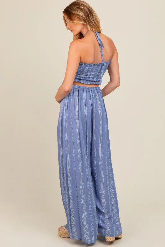 blue-striped-cutout-halter-wide-leg-maternity-jumpsuit