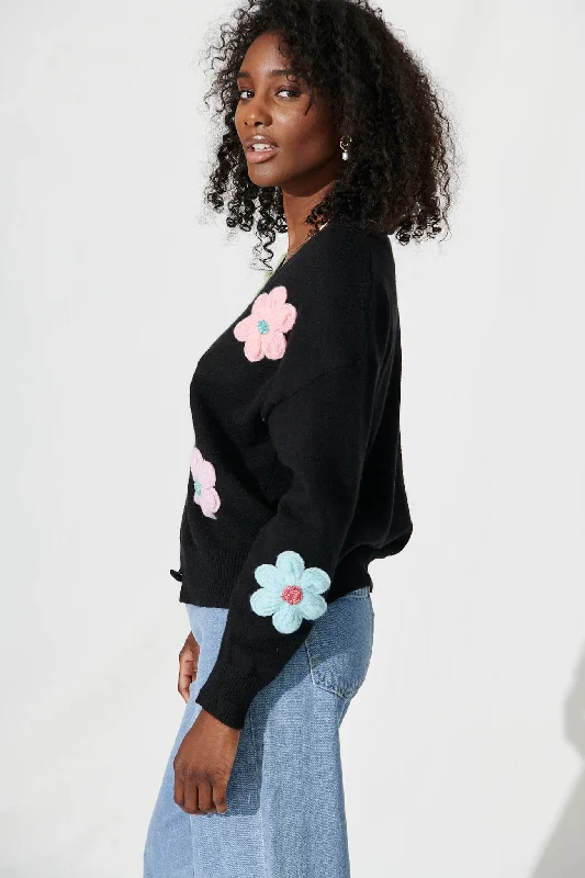 daytales-knit-cardigan-in-black-with-multi-flower-wool-blend