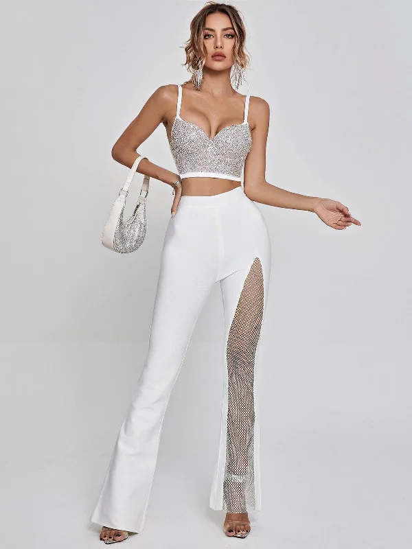 della-mesh-diamond-bandage-pants-in-white