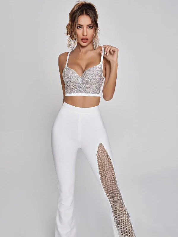 della-mesh-diamond-bandage-pants-in-white