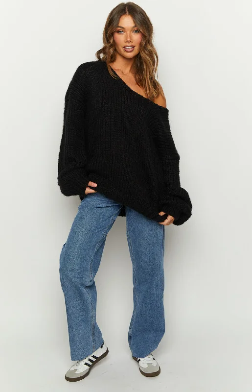 delvey-black-chunky-knit-sweater