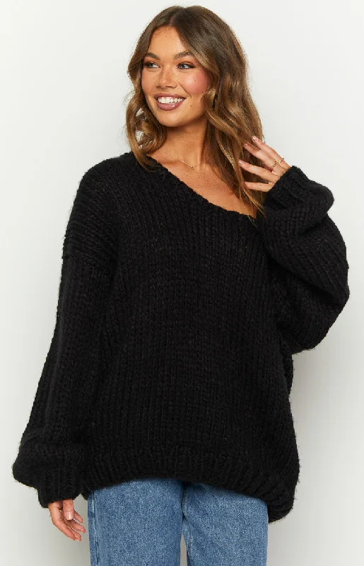 delvey-black-chunky-knit-sweater