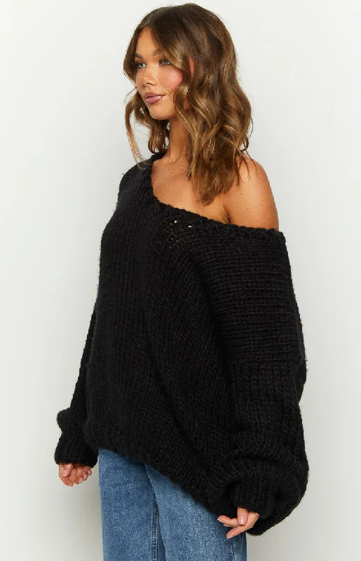 delvey-black-chunky-knit-sweater