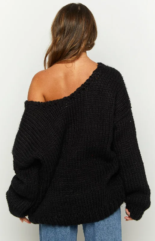 delvey-black-chunky-knit-sweater