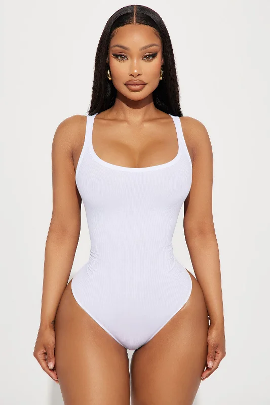 Desiree Scoop Neck Bodysuit - White