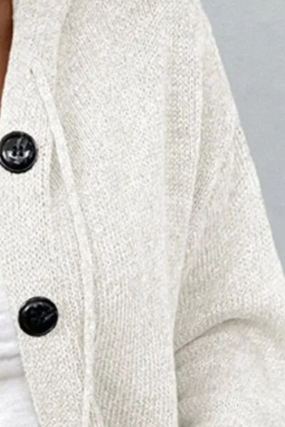 drawstring-button-up-hooded-cardigan