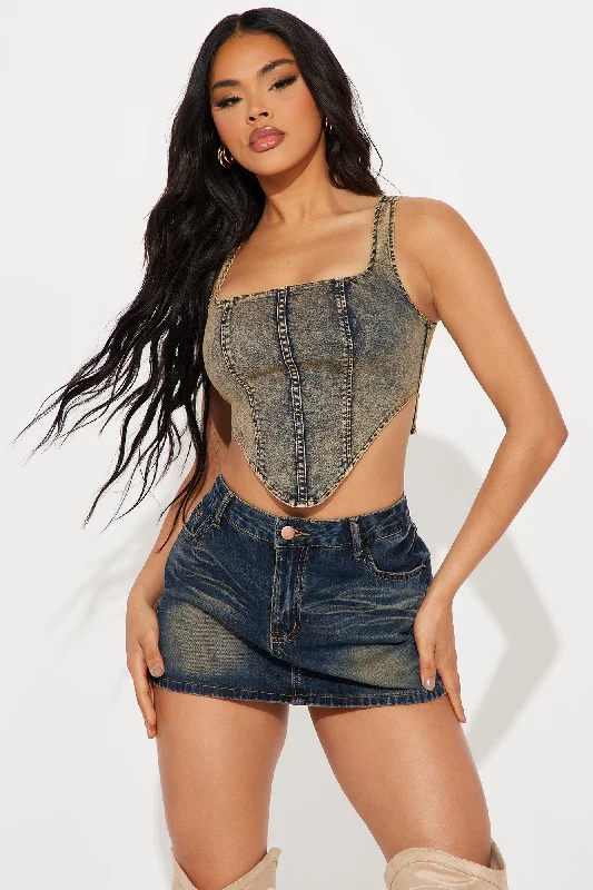 Eliara Denim Corset Top - Vintage Wash