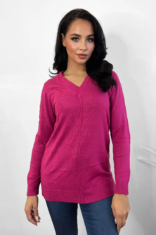 front-seam-v-neck-soft-knit-pullover