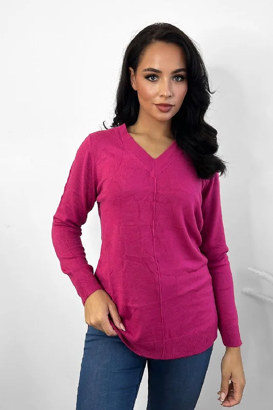 front-seam-v-neck-soft-knit-pullover