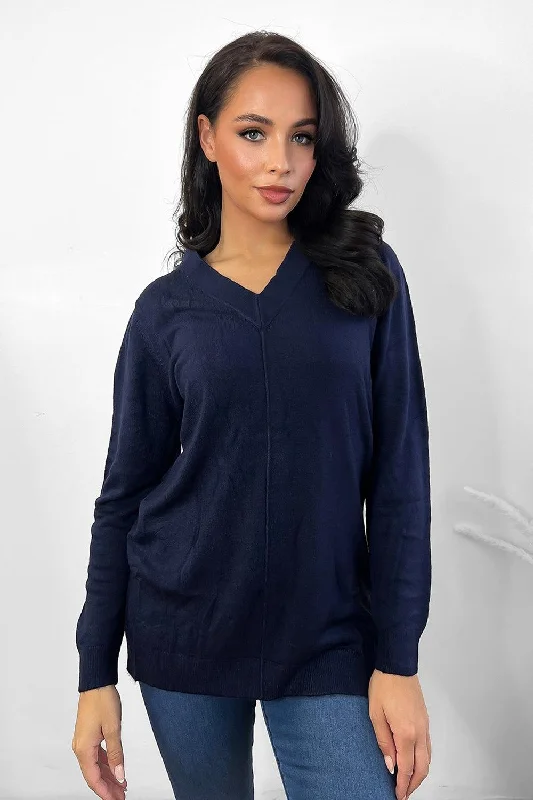 front-seam-v-neck-soft-knit-pullover