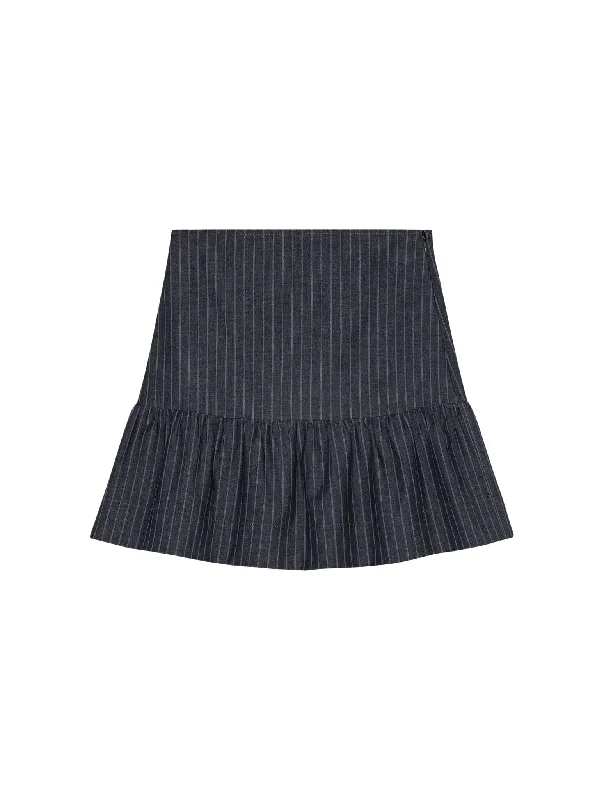 STRETCH STRIPED FLOUNCE MINI SKIRT