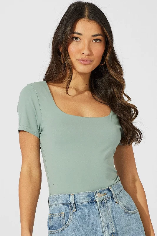 Green Supersoft Top Short Sleeve