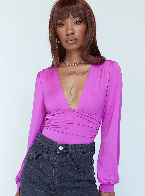 Jude Long Sleeve Bodysuit Purple