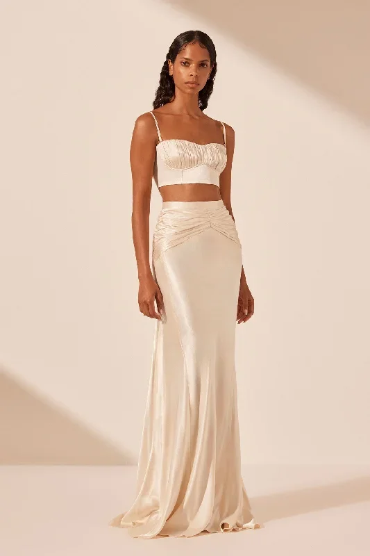 la-lune-ruched-maxi-skirt-cream