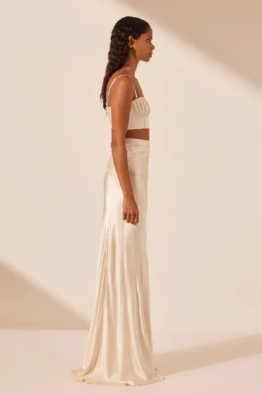 la-lune-ruched-maxi-skirt-cream