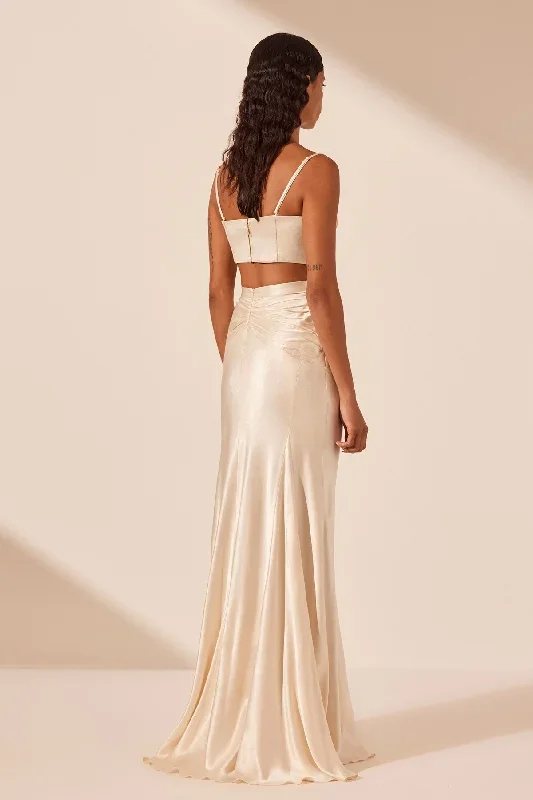 la-lune-ruched-maxi-skirt-cream