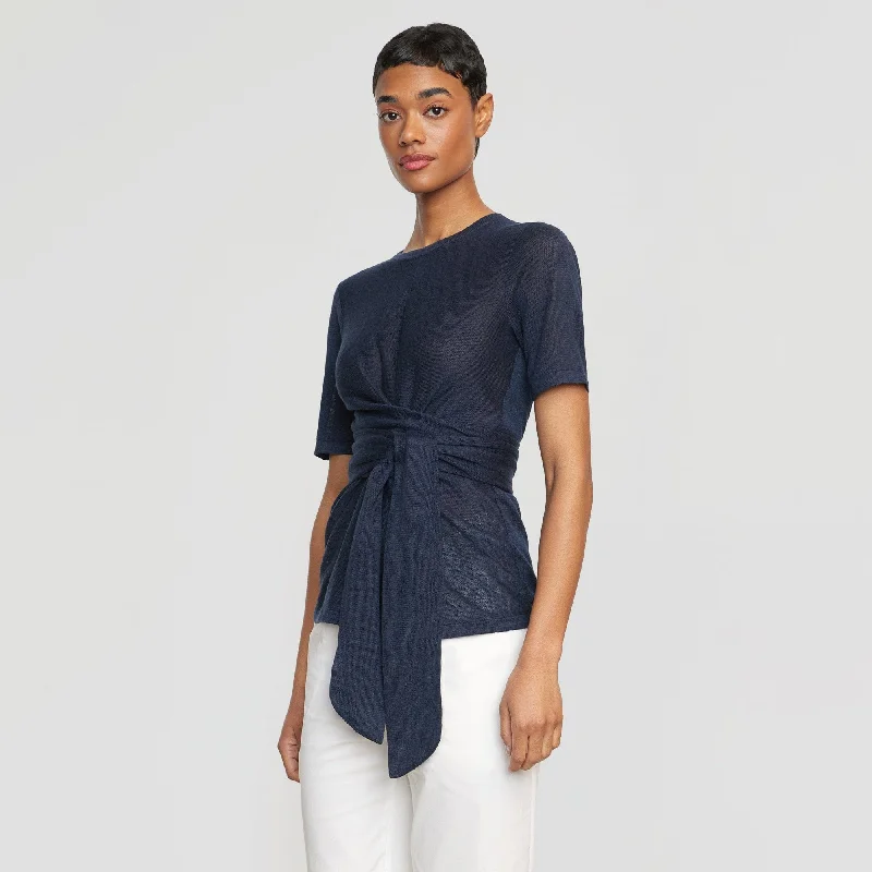 Lark Tie-Front Linen Sweater