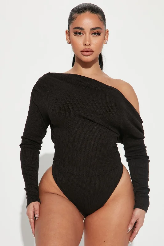 Lover Girl Sweater Bodysuit - Black