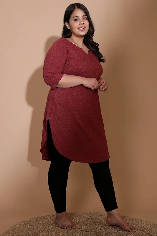 maroon-milange-longline-tunic