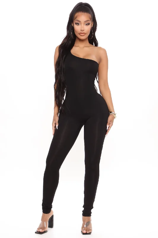 Nova Season One Shoulder Jumpsuit - Black