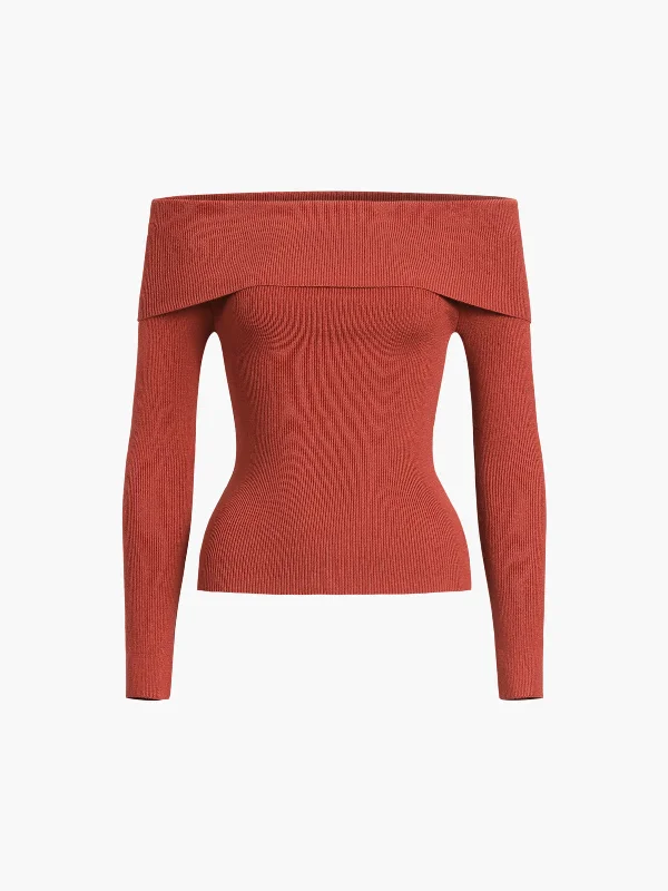 off-shoulder-overfold-long-sleeve-knit-top