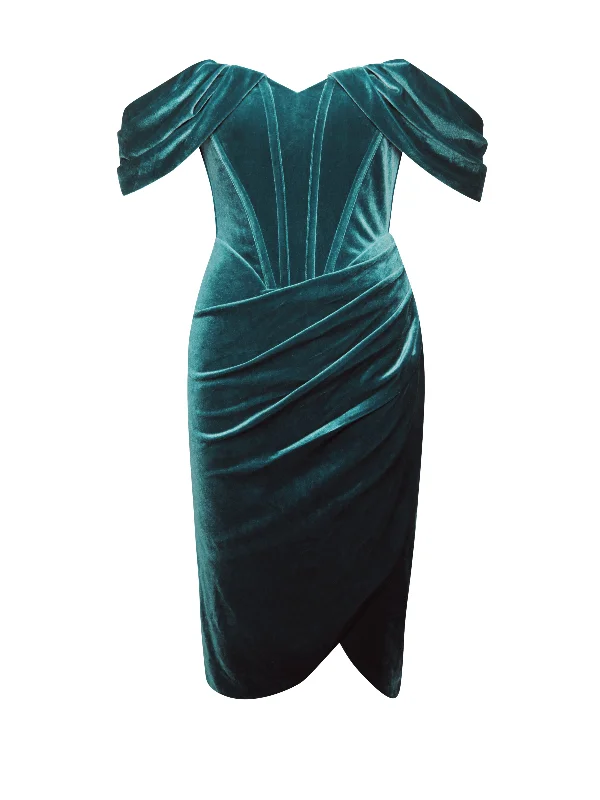 omaria-teal-velvet-off-shoulder-corset-dress