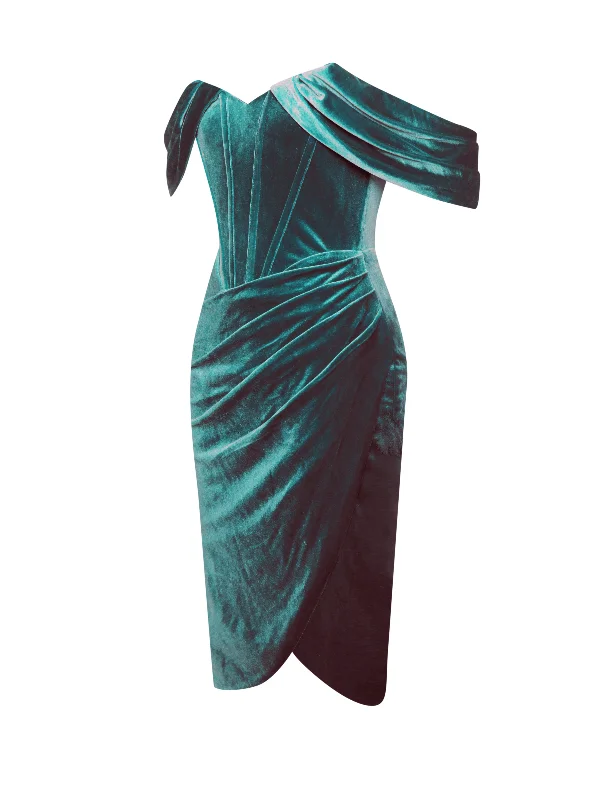 omaria-teal-velvet-off-shoulder-corset-dress