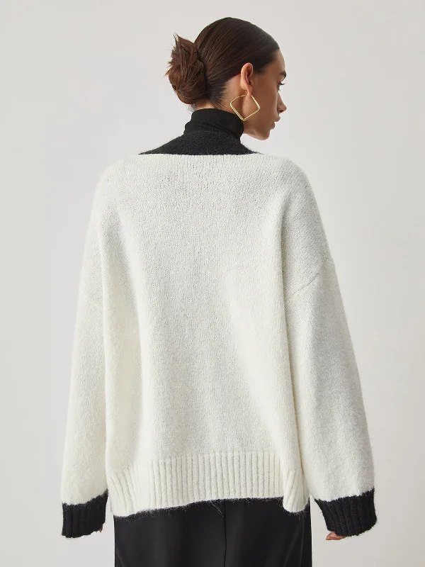 oversized-contrast-trim-cardigan