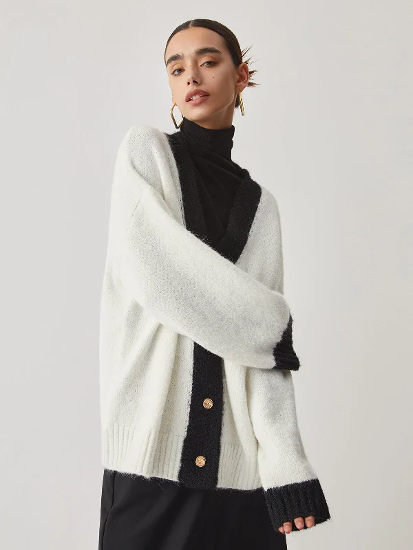 oversized-contrast-trim-cardigan