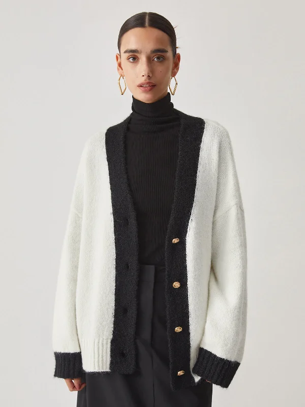 oversized-contrast-trim-cardigan