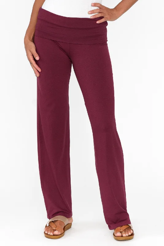 Pamela Burgundy Bamboo Pants