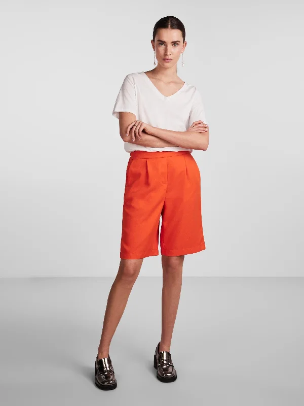 Pieces - Pctally  Hw Shorts - Tangerine Tango