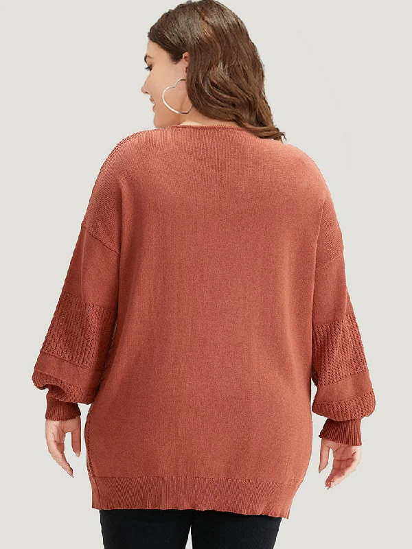 plain-open-front-lantern-sleeve-cardigan