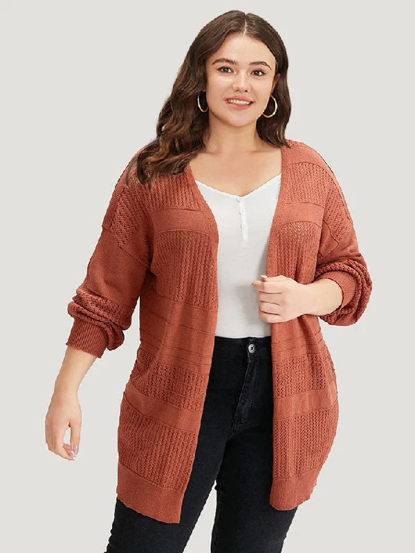 plain-open-front-lantern-sleeve-cardigan