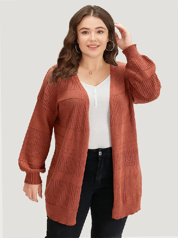 plain-open-front-lantern-sleeve-cardigan