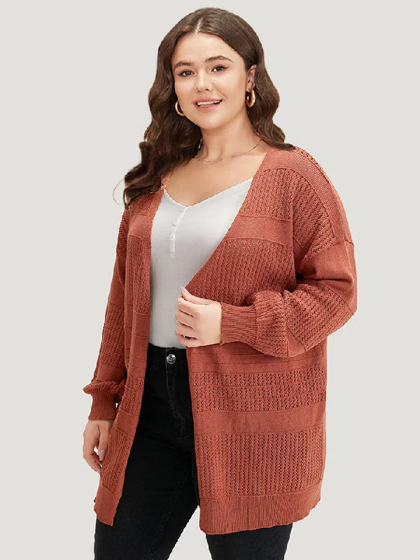 plain-open-front-lantern-sleeve-cardigan