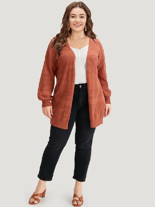 plain-open-front-lantern-sleeve-cardigan