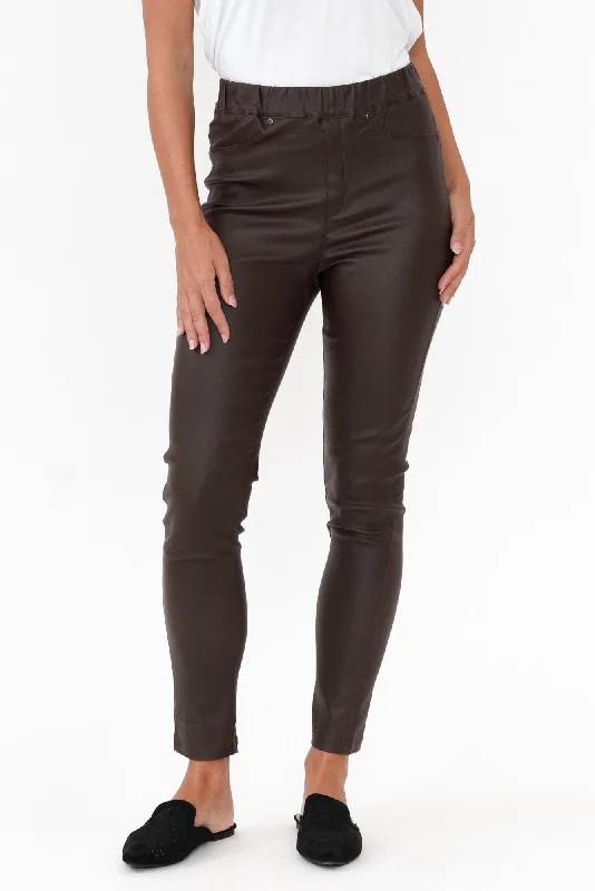 Sawyer Chocolate Wet Look Pants