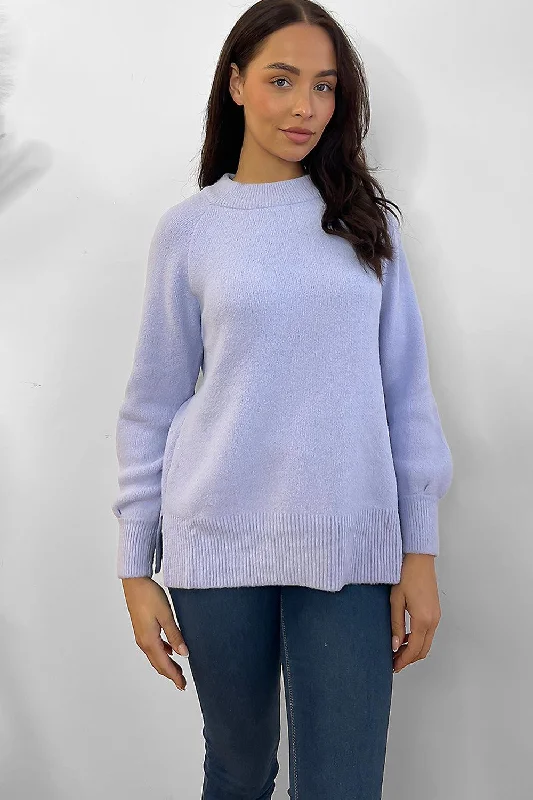 sky-blue-round-neckline-side-splits-pullover