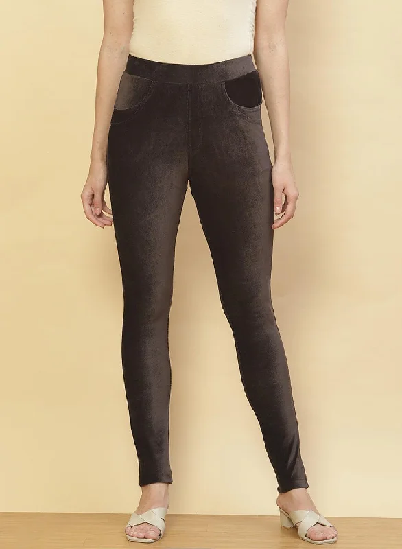 Slate Grey Velvet Jeggings