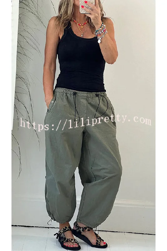 Lilipretty Street Style Drawstring Elastic Waist Pocketed Cargo Pants