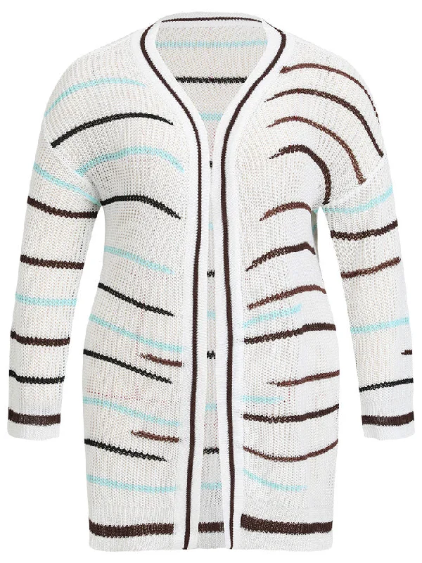 striped-open-front-contrast-mesh-cardigan