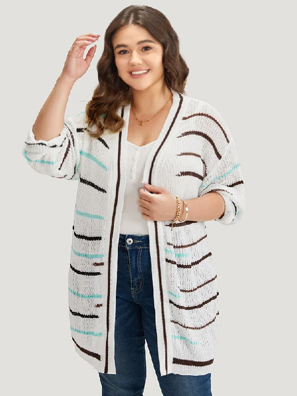 striped-open-front-contrast-mesh-cardigan