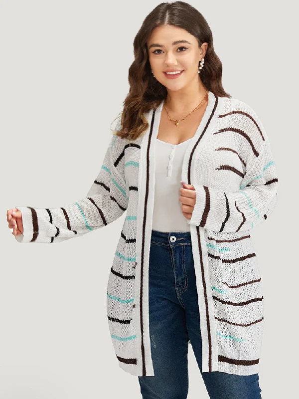 striped-open-front-contrast-mesh-cardigan