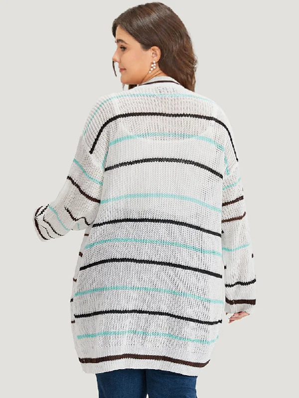 striped-open-front-contrast-mesh-cardigan