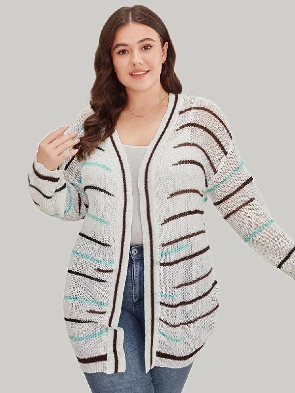 striped-open-front-contrast-mesh-cardigan