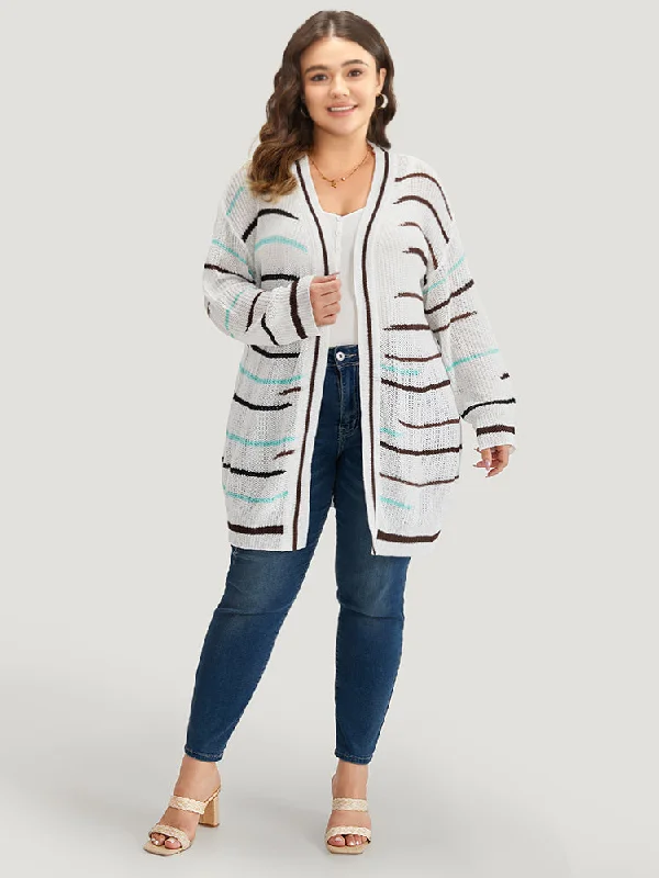 striped-open-front-contrast-mesh-cardigan