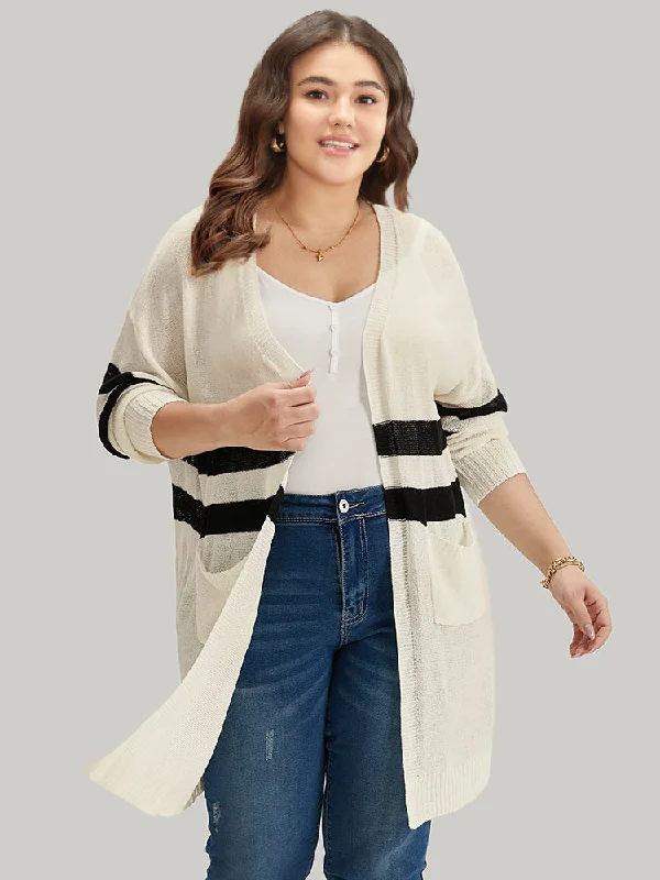 striped-pocket-open-front-cardigan